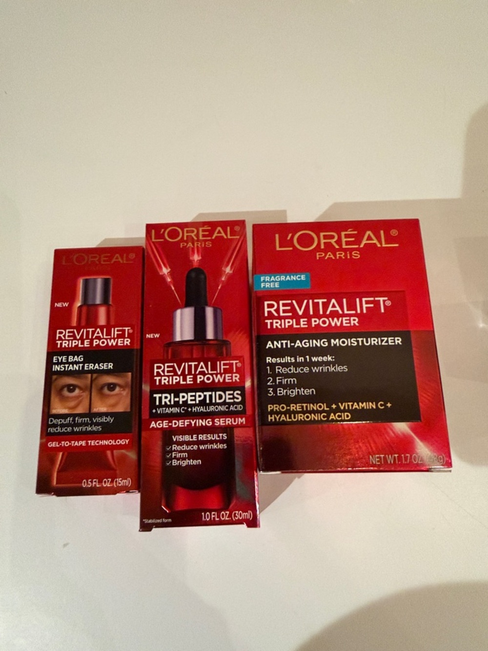 L’Oréal revitalift triple power anti aging serum eye cream moisturizer set *